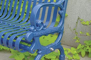 Blue Lamplighter bench nameplate