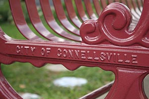 Red Lamplighter bench nameplate Connellsville