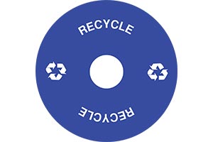 Standard recycle decal on lid with icon