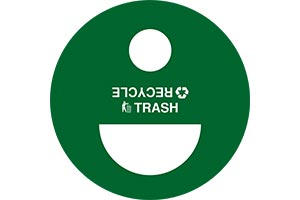 Standard trash and recycle decal on split lid with icons