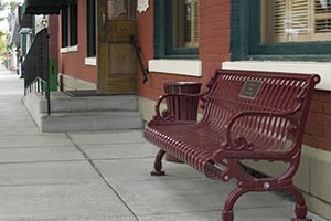 Lamplighter Bench with town name Nameplate