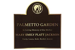Large custom sized memorial plaque for public gardens