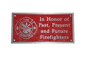 Red Firefighter commemorative plaque
