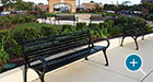 A collection of Schenley Benches with Back in a shopping plaza