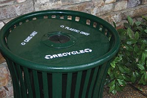Harmony Recycling Receptacle with custom decals and baffle