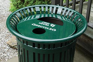 Midtown Receptacle with split recycling and trash capabilities