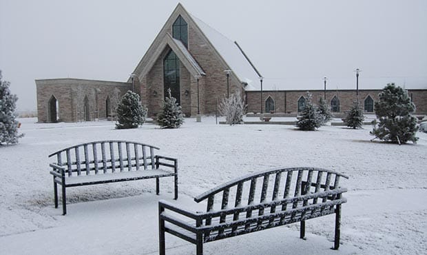 McConnellbenches outside of church