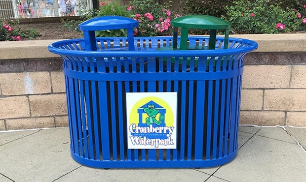 Dual Midtown litter receptacle at Cranberry Waterpark
