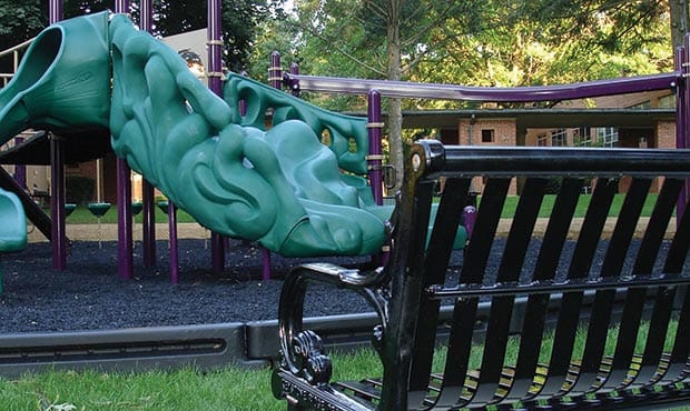 Lamplighter bench at a playground