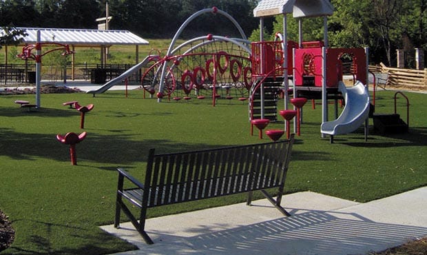 Thendara children's bench at a playground