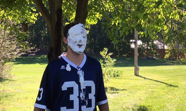 Jim getting a pie to the face