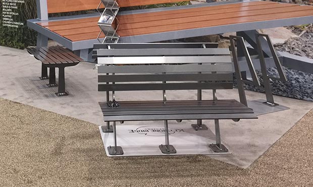 Carson benches, bike racks, and leaning rail at ASLA 2017
