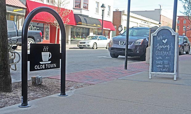 Sonance Bike Rack with Olde Town logo