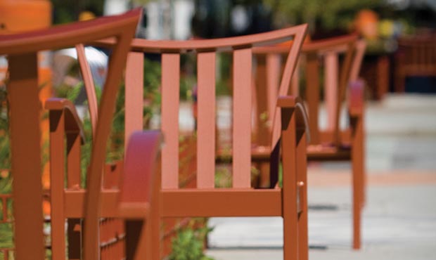 Exeter Chairs along a city streetscape