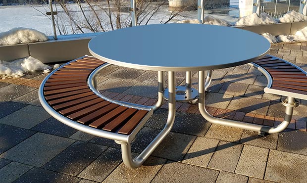 Curved Penn Table Set with Ipe hardwood seat slats