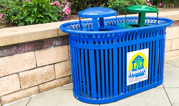 Midtown Dual Trash and Recycling Receptacle with KeyshieldArt