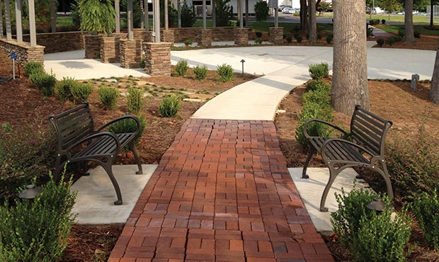 Schenley Benches installed at an outdoor shopping plaza