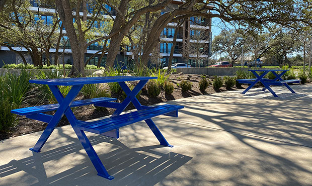 Breakwater Picnic Tables onsite at a corporate campus