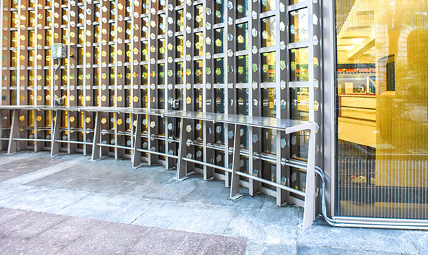 Creekview Counters with custom radii installed outside a public library