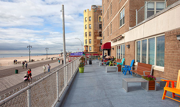 Creekview and Plaza Benches look out along the boardwalk