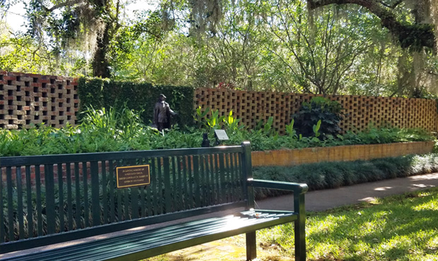 Keystone Ridge Designs Bench at Brookgreen Gardens with Plaque