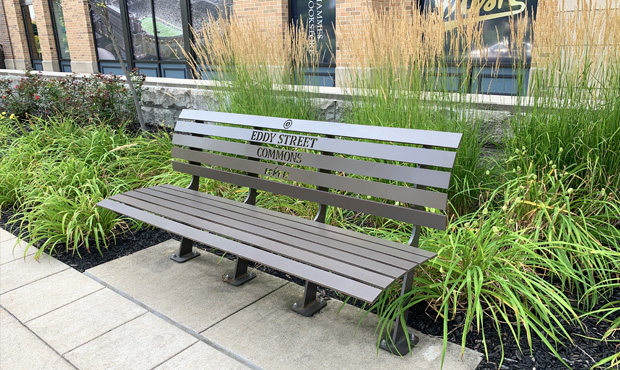Picture of Carson Bench in front of bookstore