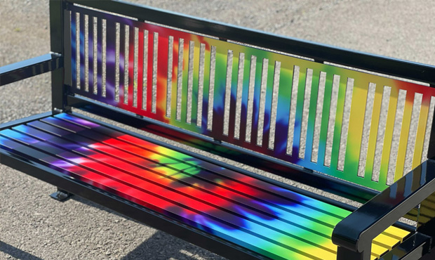 Picture of Wood Grain Aluminum Reading Bench Tie-dye