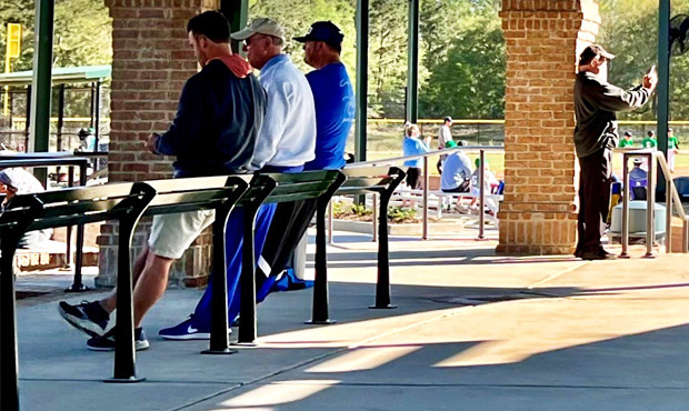 Picture of Keystone Ridge Leaning Rail with People Leaning on It - Blue