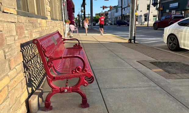 Picture of Keystone Ridge Designs Product on Site - Red Lamplighter Bench in Zelienople, PA