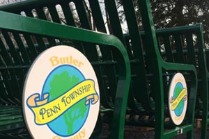 Penn Township logo on Pullman Bench