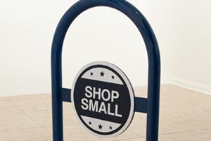 Sonance Bike Rack with generic Shop Small logo
