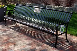 Saco Main Street logo on Pullman Bench