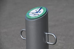 Circular Parks logo installed atop a Harbor Bollard