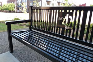 Black Reading bench with laser cut logo