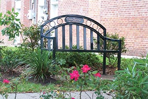 Atlanta bench with laser cut logo