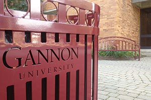 University laser cut logo on a Dual Litter and Recycling Receptacle