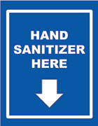 Hand Sanitizer sign in blue and white