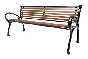 Wood Grain Aluminum Slats on Schenley Bench with Back