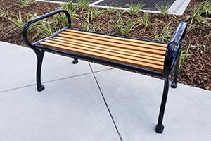 Wood Grain Aluminum Slats on Schenley Flat Bench