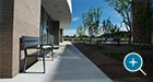 Everett Bench with Back outside a medical clinic