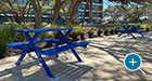 Breakwater Picnic Tables offer scenic employee break seating