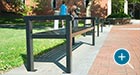 Close-up of a row of Reading Flat Benches at a university