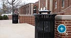 Midtown Litter Receptacles with doors and elevated lids on campus