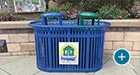 Midtown Dual Litter and Recycling Receptacle with KeyshieldArt piece at a community pool