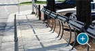 Penn Leaning Rails at a bus transit stop in Tennessee