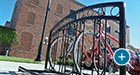 Close up of an Atlanta Bike Rack on a downtown streetscape