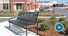 Midtown Bench with Back at an outdoor shopping center