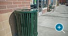 Reading Litter Receptacle with door at an outdoor shopping mall