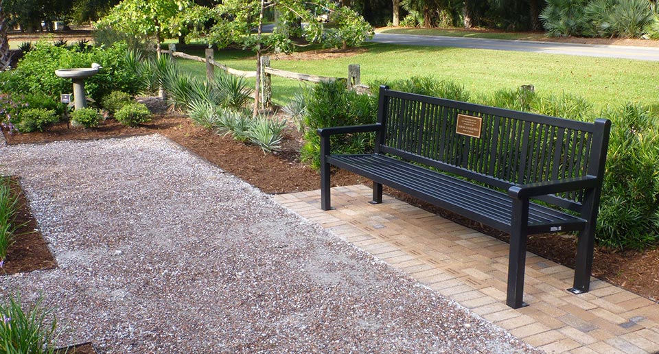 Custom Reading Bench with Back and cast bronze plaque