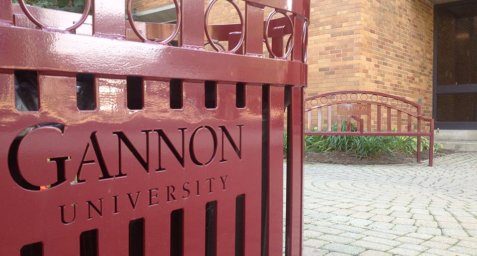 Branded Atlanta Dual Receptacle and Bench with university laser cut logos